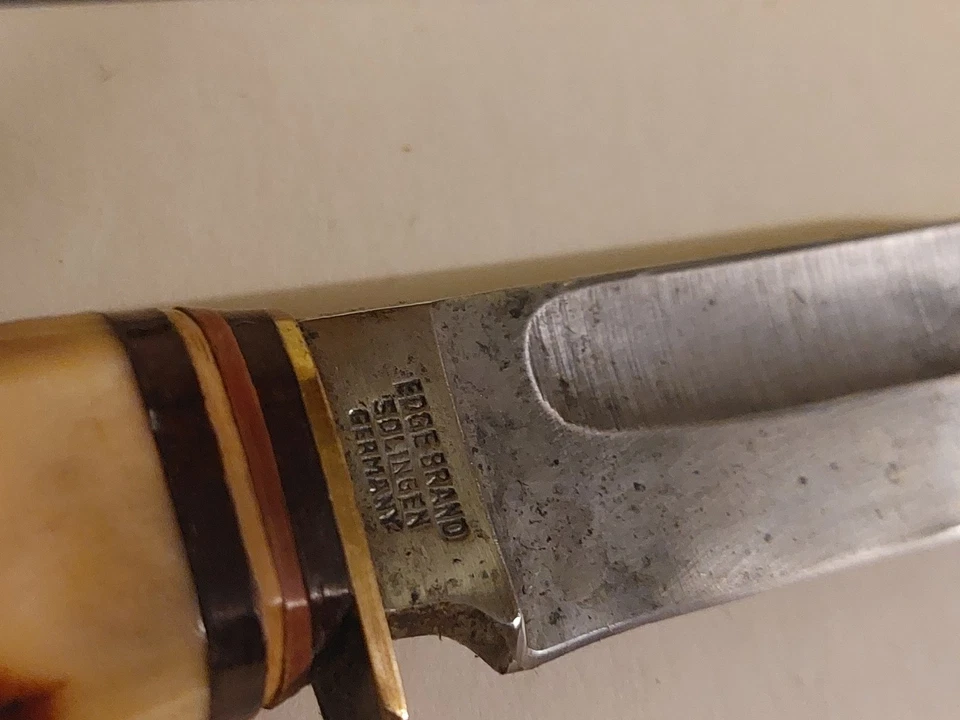 Cuchillo Bowie Original Vintage Edge Marca Solingen Alemania 457 Mango Ciervo Foto 4 de 4