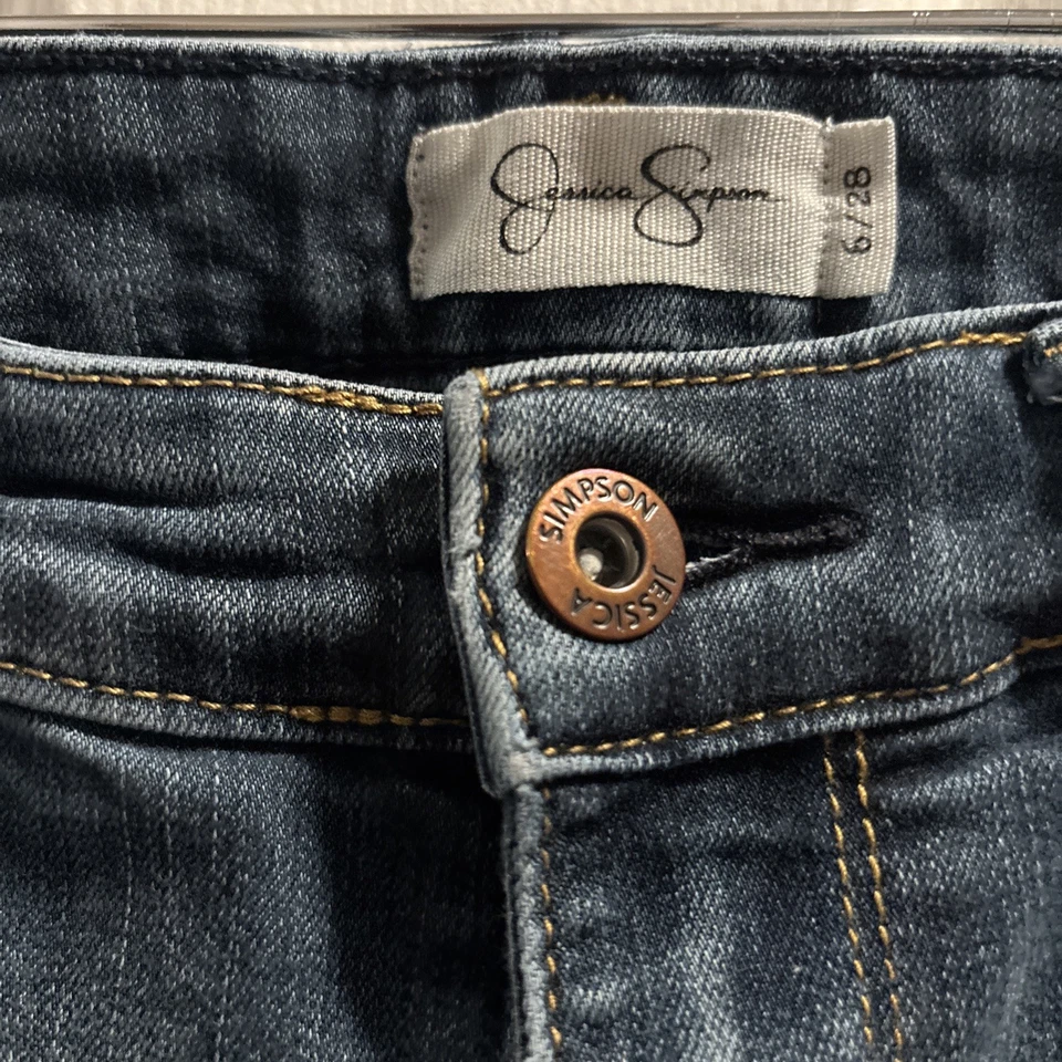 Pantalones de mezclilla Jessica Simpson Kiss Me súper ajustados para mujer talla 6/28 lavado oscuro elásticos Foto 2 de 4