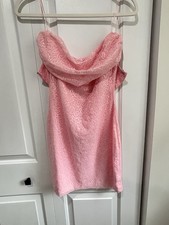 Windsor Pink Strapless Pink Zig Zag Sequin Patterned Mini Dress