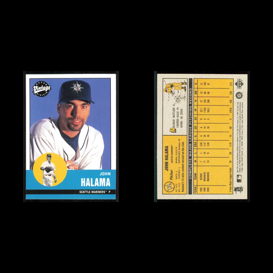 John Halama #62 2001 Upper Deck Vintage Seattle Mariners Baseball Card MLB NM - Image 3 of 3