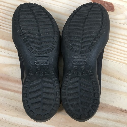 Crocs Shoes Womens 7 Sporty Comfort Slip On Mary Jane Flats Black Fabric Casual - Picture 11 of 16