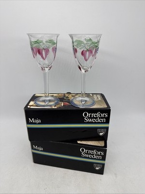 26707/ 2x Orrefors Sweden Maja Sherry Gläser 2448/12 Höhe ca. 14,3 cm