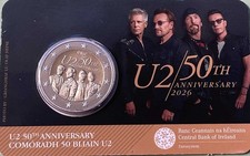 Irland 2 Euro CoinCard 2026 Rockband U2 M&uuml;nzkarte Gedenkm&uuml;nze coin