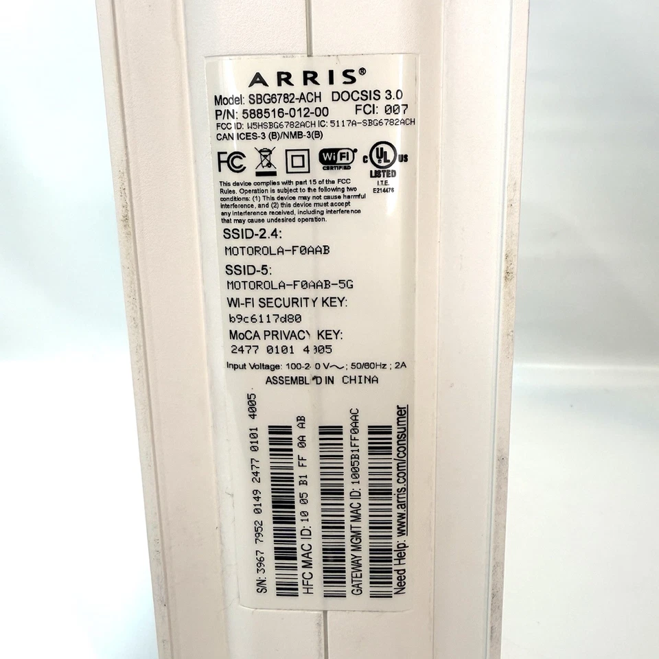 Motorola ARRIS SBG6782-ACH SURFboard DOCSIS 3.0 Modem & Wi-Fi Router - Image 3 of 4