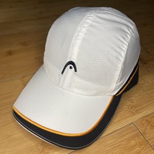 HEAD Tennis Panel Lightweight Mesh Court Runner Strapback Hat White Black Retro