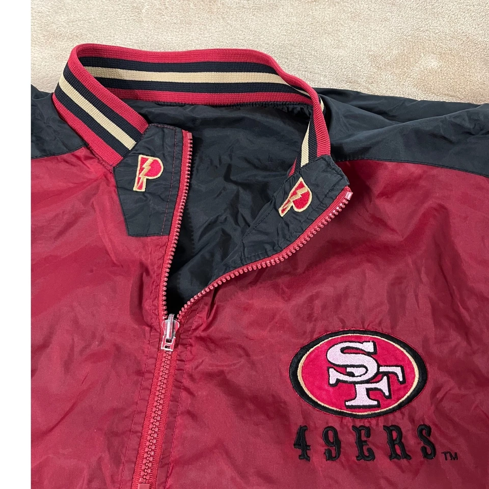 Chaqueta de jugador profesional de la NFL de los años 90 de colección de los San Francisco 49ers para hombre talla XL roja/negra Foto 4 de 4