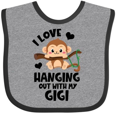 Inktastic Monkey I Love Hanging Out With My Gigi Baby Bib Grandma Sibling Infant