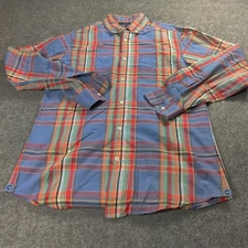 Men Madras Plaid Button-down Shirt Medium Slim Fit Cremieux Ranch Rodeo Western