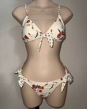 New Xhilaration Juniors Floral Polka Dot Print Bikini swimsuit Set Sz M 4-6 