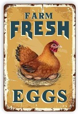 Farm Fresh Eggs Tin Metal Signs Home D cor 8x12 Vintage Country Chicken Hen Roos