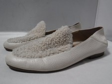 Vionic Frieda Ivory Slip On Leather Faux Fur Upper Loafers Womens Size 11 Artsy