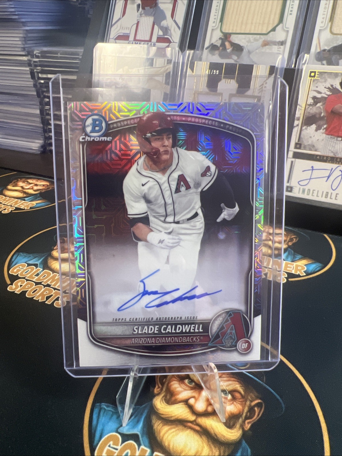 2025 Bowman Chrome Prospect Autographs Slade Caldwell #CPA-SC Mojo Refractor