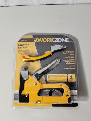 WorkZone Heavy-Duty Staple Gun & Remover & 500 Staples, Cable Staples, Nails NEW