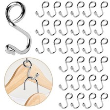 30 Pack Clothes Hanger Connector Hooks Metal Hanger Extender Hooks, Stainless...