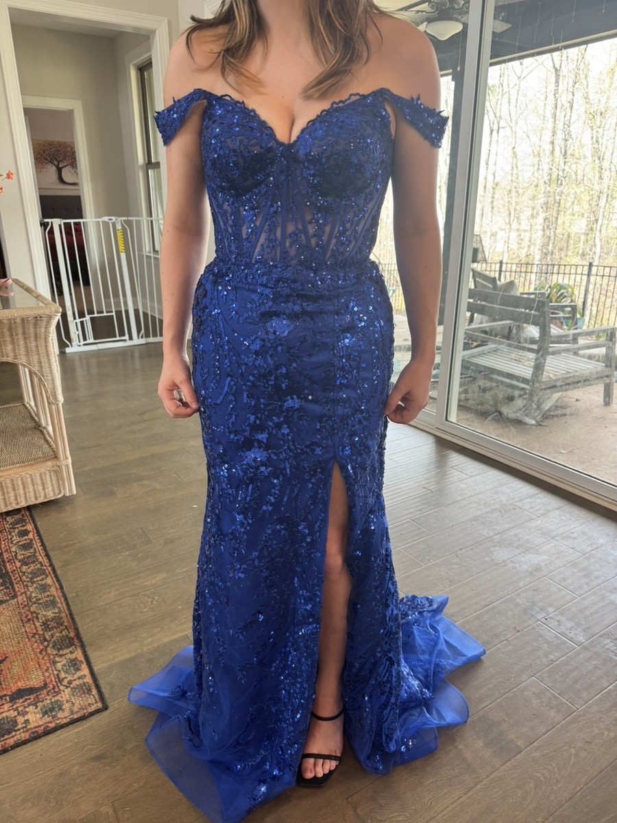 Sherri Hill Blue Sequin Dress Size 8 Style #56101 | eBay