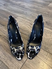 Vintage Gucci Size 7 1/2 B Animal print Horsebit Peep Toe Pump