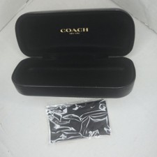Coach New York Black Hard Eyeglass Sunglasses Case Clamshell w/ Cleaning Cloth
