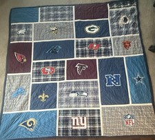 Pottery Barn PB Teen NFL Football Team NFC Logos Full Queen Quilt Comforter