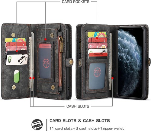 For iPhone 11 Pro / 11 Pro Max 2-in-1 Leather Wallet Card Removable Phone Case - Picture 11 of 45