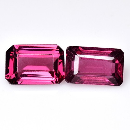 1.40 Ct & 6x4 mm _ Purple Pink Natural Rhodolite Garnet Octagon 2pc's Gemstones - Imagen 2 de 12