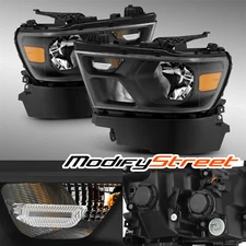 Black ModifyStreet For 2019 2020 Ram 1500 Crystal Headlights LH/RH Replacement