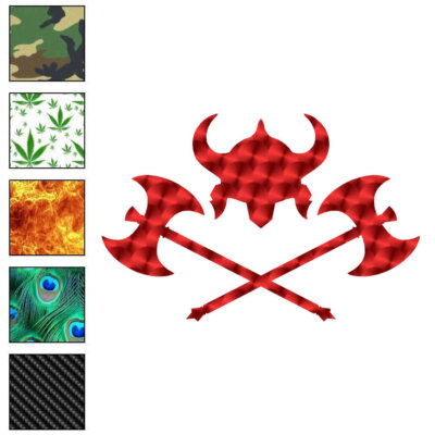 #ad Viking Helmet Axes Vinyl Decal Sticker 40 Patterns amp; 3 Sizes #6864 $7.95