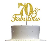 70 Fabulous Cake Topper 6.25" Double Side Glitter 70th birthday Cake Topper