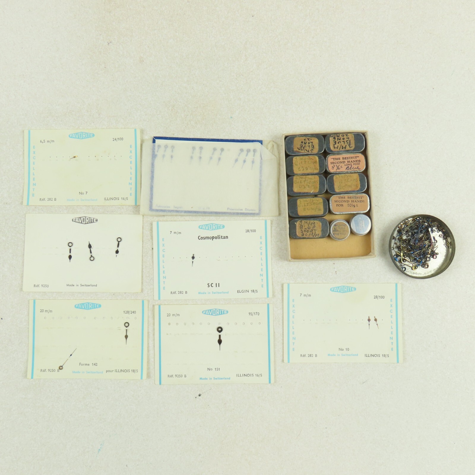 Watchmaker’s Assortment of Blued Sub Second Hands & Pocket Watch Hands