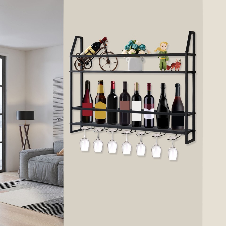 Wall Mounted Wine Glass Storage Rack Wine Rack Bottle Holder Bar Wine