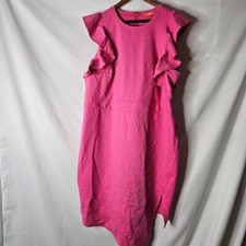 All Worthy by Hunter McGrady Hot Pink Structured Knit Asymmetrical Dress sz 2x