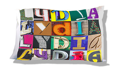 LYDIA Personalized Pillowcase featuring photos of actual sign letters ...