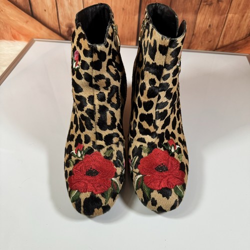 Kate Spade New York Langton Leopard Calf Fur Floral Booties Woman US 10 M - Picture 2 of 7