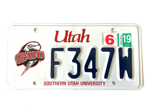 Rare 2019 SOUTHERN UTAH UNIVERSITY License Plate All Original NICE