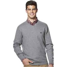CHAPS Mens Size XXL Gray Cotton Cashmere Gray V Neck Knit Sweater 