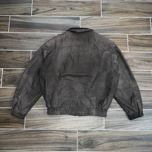 Vintage Structure Mens Classic Brown Leather Bomber Pilots Aviator Jacket Size M - Picture 2 of 8