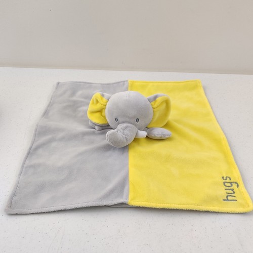 Okie Dokie YELLOW AND GRAY ELEPHANT HUGS Blankie RATTLE LOVEY Security Blanket