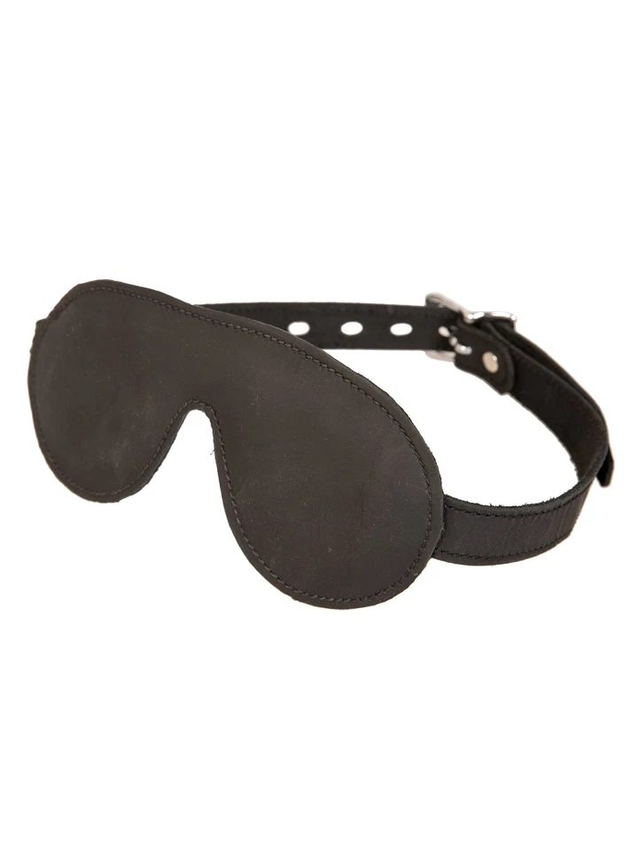 Raw Bondage Unisex Leather Padded Blindfold - One Size in Classic Black