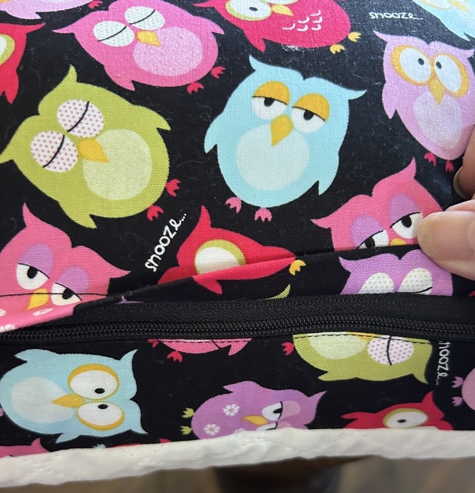 Owl Pillow Cover & Insert Book Pajama Pocket Quilter Embroidered GIFT