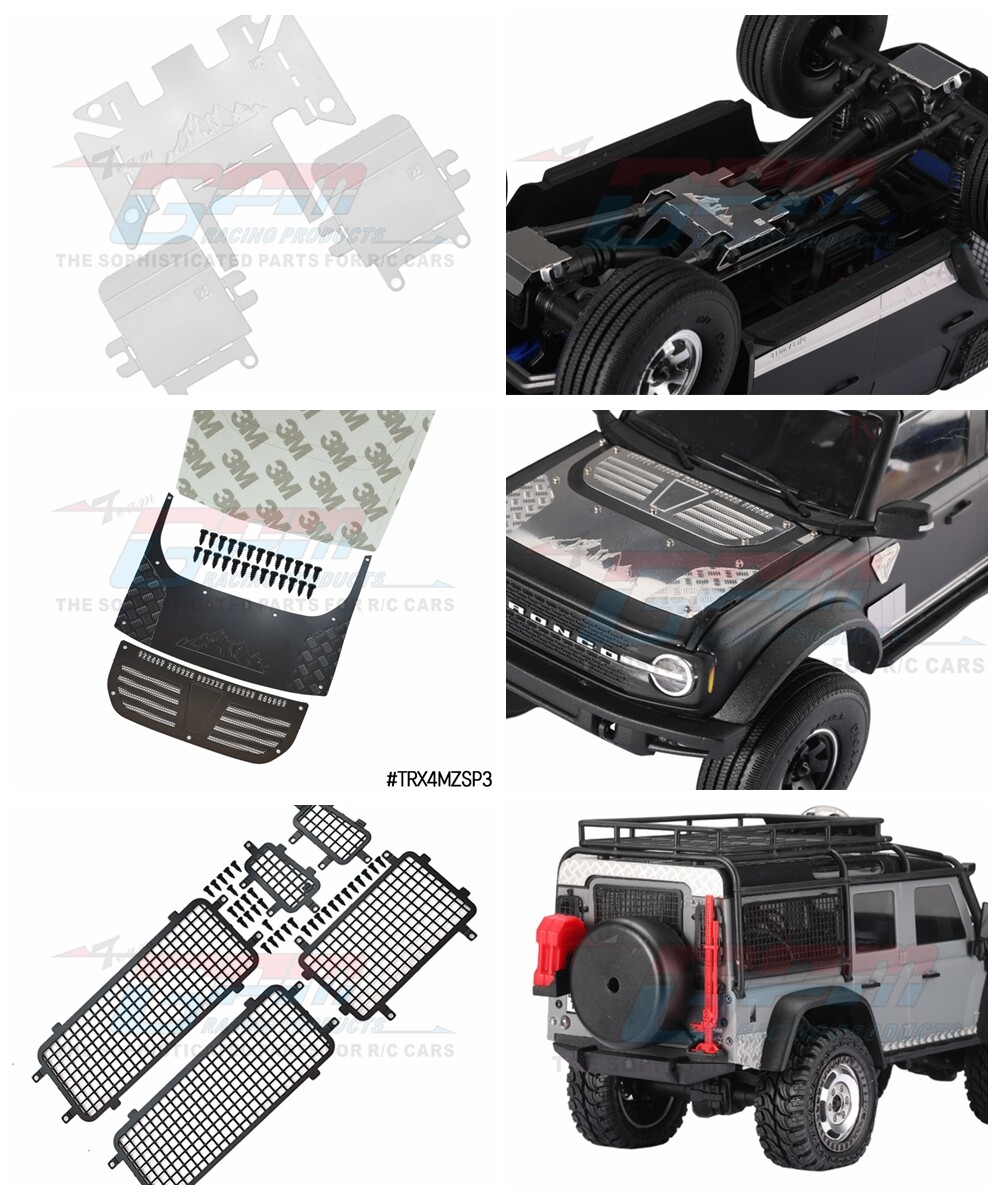 Edelstahl-Deko-Motorhaubenplatte Für Traxxas TRX4M Land Rover Defender 1:18 | Upgrades In Schwarz