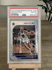 2019 Panini Hoops Premium Stock RC Jordan Poole Shimmer Warriors Rookie PSA 10 