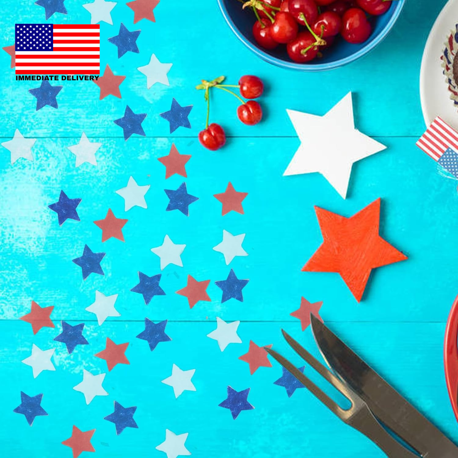 8000Pcs Patriotic Star Confetti Decoration, 4Th of July Blue Red White Paper Sta
