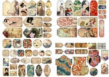 10 A4 Scrapbook Papier Ausschneidebogen Bastelpapier Vintage Japan Ephemera