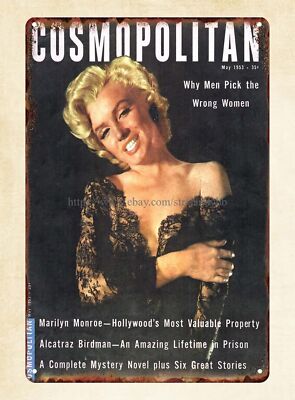 shop signs Cosmopolitan 1953 magazine cover beautiful lady metal tin sign