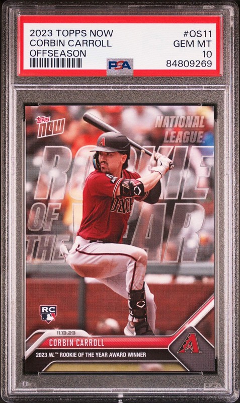 Graded 2023 Topps Now Corbin Carroll #OS11 Offseason Rookie Baseball Card PSA 10