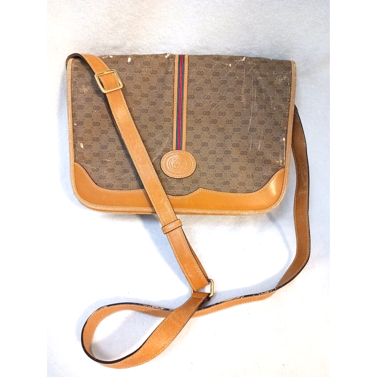 GUCCI 1980'S RED & GREEN Ribbon VTG WEB MONOGRAM GG GUCCI 1980'S RED & GREEN Ribbon VTG WEB MONOGRAM GG