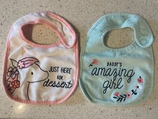 Baby Girl Infant Cotton Bibs | 2 Pack | Snap