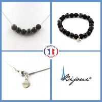 Steine Und MinéRaux. Satz Armband Halskette Perlen Labradorit + Schwarzer Achat