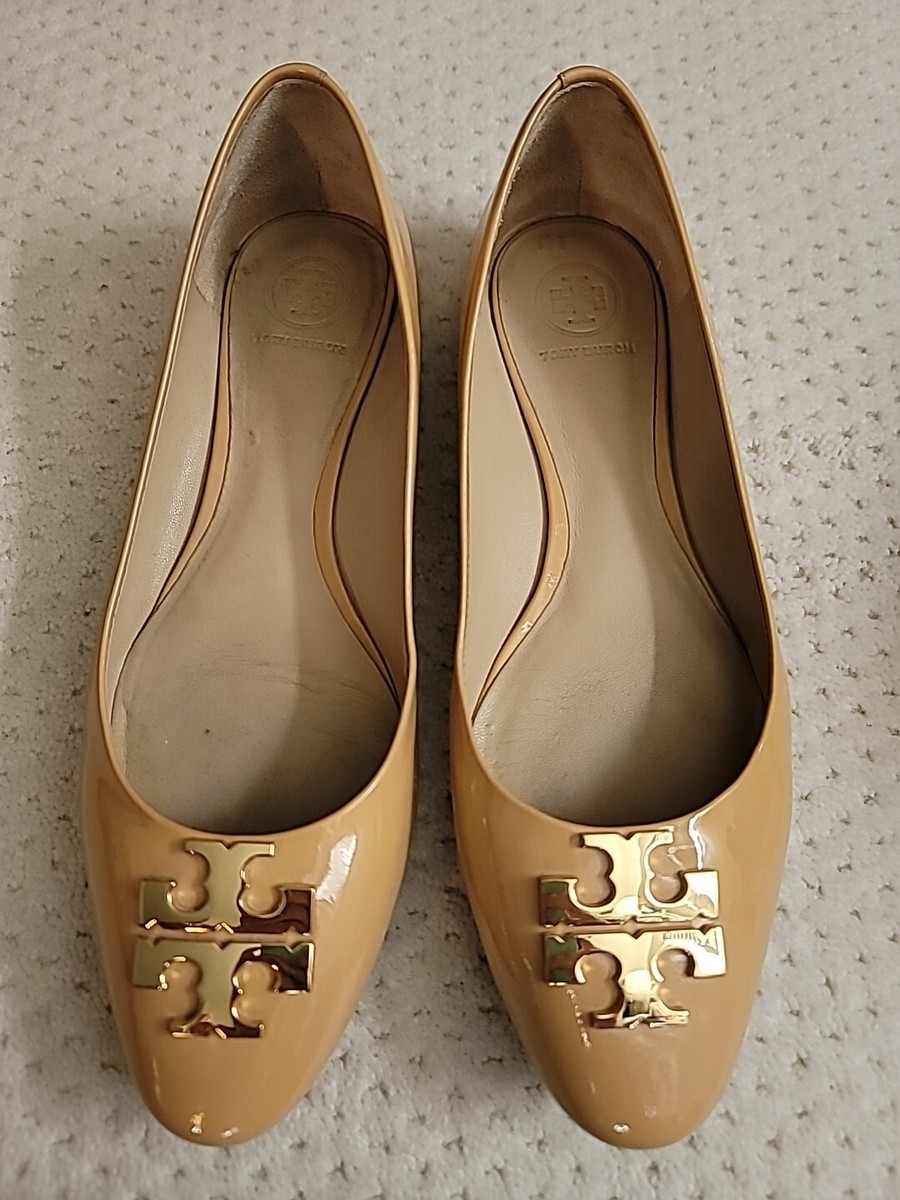 Tory Burch Raleigh Patent Leather Ballet Flats, BEIGE 8.5