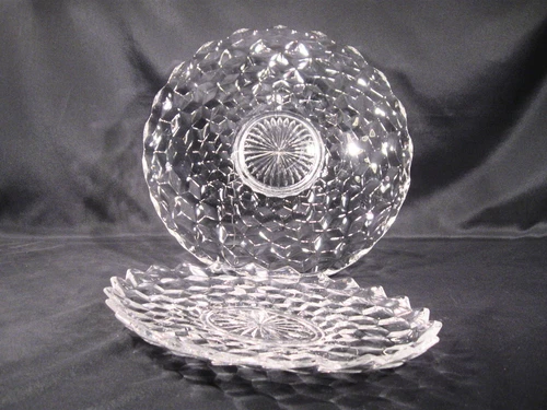 Fostoria American Torte Plate Footed 14" Oval Platter with Rays 13" Items 2