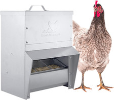 Durable Metal Trough Feeder with Lid - 10Lb Capacity for Poultry  Birds